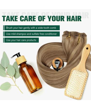 Runatur Real Hair Extensions - Brown Highlights & Blonde #10/16 | 40cm Human Hair Sew-in 100g Straight - Buy Online on GoSupps.com