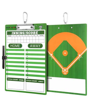 HIGHRAZON Dry Erase Coach Clipboard, Baseball Coaches Clipboard, Double-Sided Baseball Coach Marker Board for Baseball & Softball Coaches
