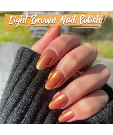Nail Polish Glitter Nail Polish Orange Nail Varnish Quick Dry Nail Polish No UV Lamp Curing Long Lasting Chip Resistant Non-Toxic Quick Drying At Home & Salon Manicure (11#Maple Sugar) - Buy Online on GoSupps.com