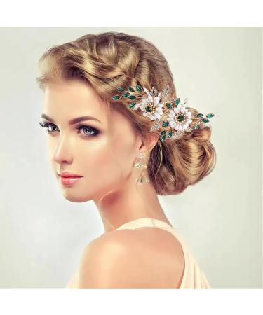 JYTDBCS Bride Daisy Flower Wedding Hair Comb Slides Rhinestone Gold Crystal Hair Pieces Bridal Hair Accessories for Women and Girls - Buy Online on GoSupps.com