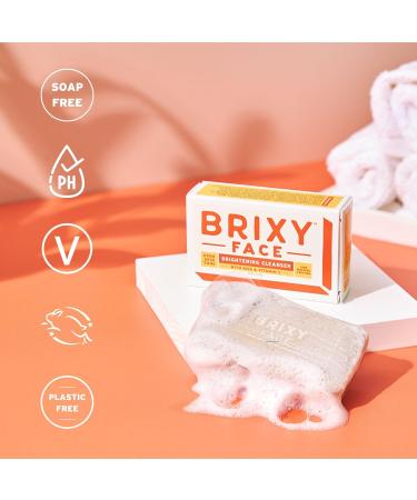 BRIXY Exfoliating Facial Cleansing Bar Even Skin Tone Rice Powder Vitamin C Ceramide Niacinamide | Soap Free pH Balanced Vegan | Healthy Skin Barrier - Buy Online on GoSupps.com