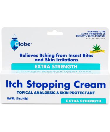Globe Extra Strength Anti-Itch Cream 1.5 Oz - 4 Pack | Histamine Blocker & Zinc Protectant for Outdoor Itch Relief - Buy Online on GoSupps.com