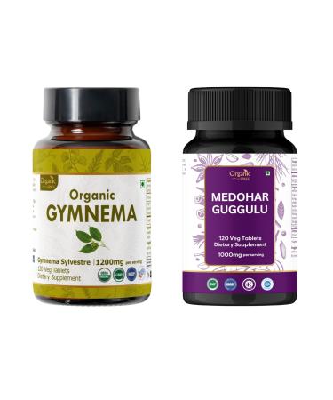 ORGANIC SPREE Gymnema & Medohar Guggulu USDA Organic Gymnema Sylvestre 120 Tablets & Ayurvedic Metabolic Blend Supports Metabolism & Immune Health*