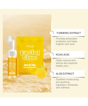 Turmeric Cleansing Kit Gentle & Moisturizing Turmeric Kojic Cleansing Pads & Turmeric Acne Skin Care Set Refines Pores Exfoliates Radiant Skin (100ml + 40ml) - Buy Online on GoSupps.com