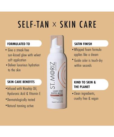 St Moriz Advanced Luxury Cr me Whipped Self Tanner Mousse - Medium | Hyaluronic Acid Rosehip Oil & Vitamin E - Dermatologically Tested (5.07 fl oz) - Buy Online Internationally - Buy Online on GoSupps.com