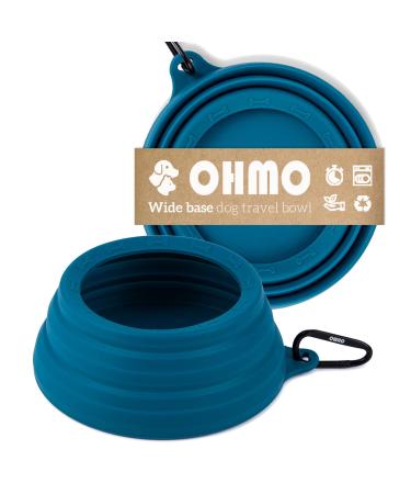 Ohmo dog travel bowl without drooling large portable water bowl 1000ml anti -sloppy foldable pet bowl for road trip dog travel accessories unique design 1000ml blue -green