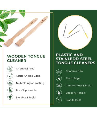 Neem Wood Tongue Cleaner | Organic Handmade Tongue Scraper Stick for Oral Care | Pack of 2 - Buy Online on GoSupps.com