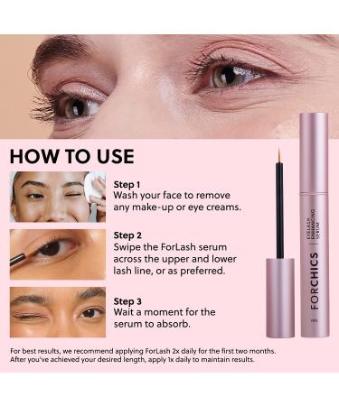 ForChics ForLash Eyelash Growth Serum | Organic Lash Booster for Fuller & Thicker Eyelashes | Vegan & Cruelty-Free | 0.10 fl. oz - Buy Online on GoSupps.com