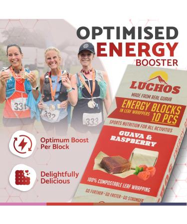 Luchos Natural Energy Bar - Raspberry | Vegan & Gluten-Free High Carb Endurance Bars for Running Cycling & Workouts | 10 Pack - Buy Online on GoSupps.com