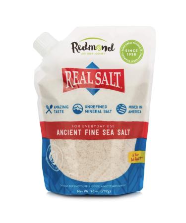 REDMOND Real Sea Salt - Natural Unrefined Gluten Free Fine, 26 Ounce Pouch (1 Pack) 1.62 Pound (Pack of 1)