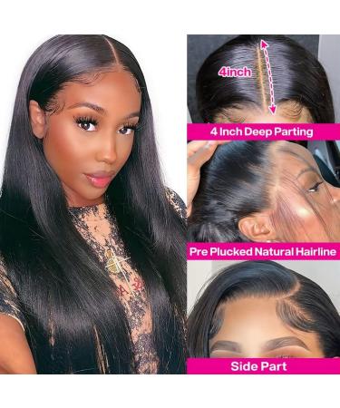 24 Inch Straight Lace Front Human Hair Wig for Black Women - Pre Plucked with 150% Density and Baby Hair - HD 13x4 Lace Frontal Wig - Buy Online on GoSupps.com