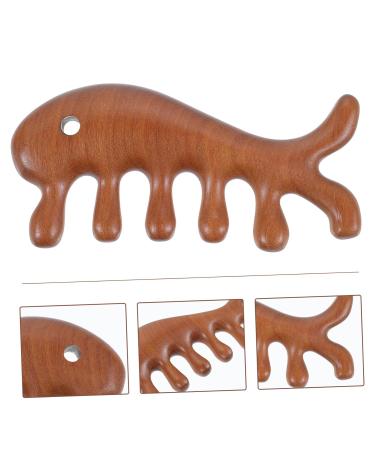 Healeeved 4-Piece Fish Massage Comb Set | Gua Sha Facial Tool for Men & Women | Wooden Ridge Combs for Curly Hair | Golden Sandalwood Massage Sticks - Buy Online on GoSupps.com