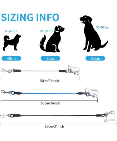 Yaodhaod Dog Seat Belt - Steel Wire Bite-Resistant Car Safety Belt for Dogs & Cats (40cm Blue) - Double Clip & Buckle Adapter - 2PCs - Buy Online on GoSupps.com