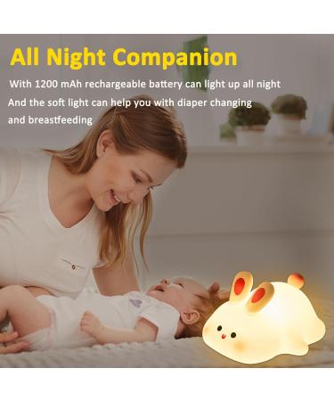 OkiyiD Bunny Night Light - Cute Rabbit Lamp for Nursery, Touch Control, Dimmable, Rechargeable - Perfect Birthday Gift for Boys and Girls - Buy Online on GoSupps.com