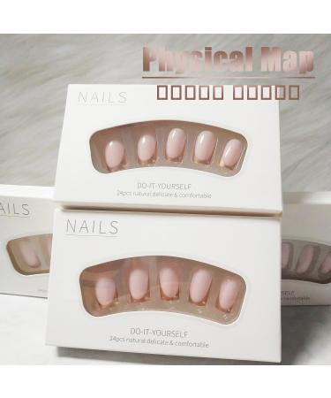 24Pcs French Tips Press on Nails - Glossy Gold French Manicure Acrylic Coffin Full Cover Stick on Nails for Women - Buy Online on GoSupps.com