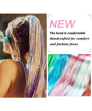 Sparkling Hair Tinsel Kit - 47 Inches, 2400 Strands, 12 Colors - Perfect for Christmas, New Year, Halloween, and Cosplay Parties - Includes 3 Tools - Buy Online on GoSupps.com