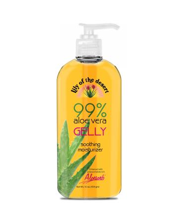 Lily of the Desert Aloe Vera Gelly  Made from Certified Organic Pure Aloe Vera Leaf Juice  Naturally Hydrating & Soothing Moisturizer for Face & Body  Cools Sensitive Skin after Sun Exposure  16 Fl Oz Aloe Vera 1 Pound (...