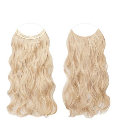 Feshfen Invisible Hair Extensions - Honey Blonde & Platinum Blonde Curly 45cm | Adjustable Secret Hair Part for Women - Buy Online on GoSupps.com