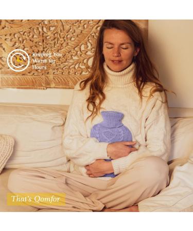 Qomfor 1.8L Hot Water Bottle with Knitted Cover - Pain Relief & Cozy Nights - Purple - Buy Online on GoSupps.com