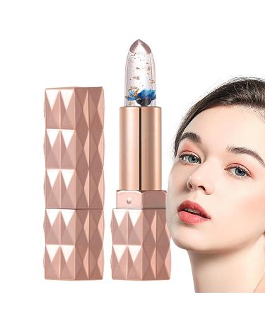 Flower Jelly Lipstick - Jelly Flower Crystal Temperature Color Change Lipstick - Hydrating Vitamin E Lip Balm Moisturizing Lip Care for Dry and Cracked Lips Frifer 01#Blue Elf