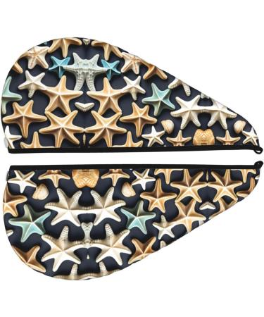 Seashell Starfish Coral Velvet Dry Hair Cap | Unisex Wet Towel Wrap for Bath Pool Parties & Beach - Buy Online on GoSupps.com