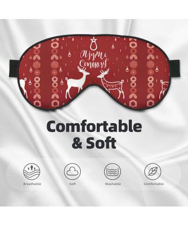 Christmas Elk Print Unisex Sleep Eye Mask - Soft Comfort Eye Shade for Travel Yoga & Shift Work - Buy Online on GoSupps.com