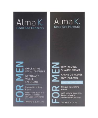 Exfoliating Facial Cleanser and Revitalizing Shaving Cream Kit by Alma K for Men - 2 Pc Kit 3.4oz Cleanser 5.1 Shave Cream - Buy Online on GoSupps.com