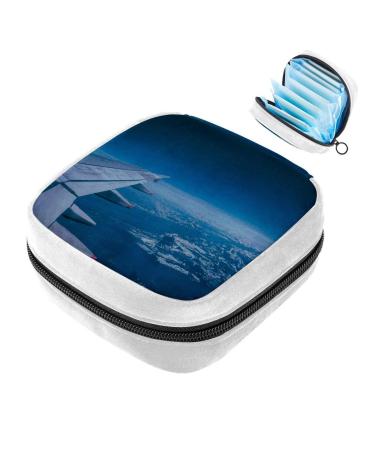 GIAPB Sanitary Napkin Storage Bag Period Bag Tampon Bag Makeup Bag Pad Pouch Airplane Wing Pattern Color466