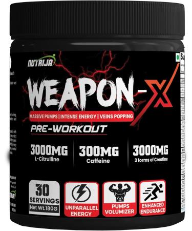 Weapon-X Pre-Workout Powder with 21 Active Ingredients - 3 Best Forms of Creatine AAKG Beta-Alanine Caffeinated | Pumps Energy Focus & Strength (30 Servings (Lychee)