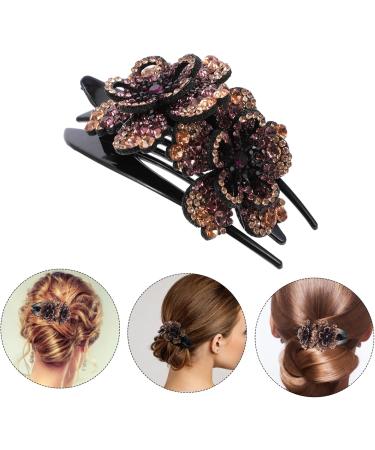 Angoily Hairpin Floral Hair Accessories Crystal Hair Comb Rhinestone Flower Hair Barrettes Crystal Headpiece Rhinestone Flower Hair Comb Barber Girl Miss Flowers Purple Resin Bottom Clip - Buy Online on GoSupps.com