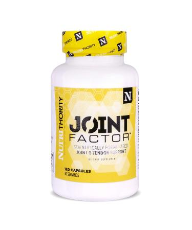 Joint Factor by Nutrithority Joint & Tendon Health Support 120 capsules - Gluten Free Type 2(II) Undenatured Collagen with Boswellia Cissus and Bioperine - Hydrates Skin & Improves Joint Comfort