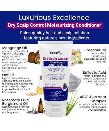 TriDerma Dry Scalp Control Conditioner - Salon Quality Moisturizing Hair Treatment with Salicylic Acid Mongongo & Rosemary Oil - 6 oz - Buy Online on GoSupps.com