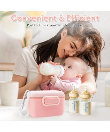 Baby Milk Powder Dispenser with Bib, 400ML Portable Formula Pot for Travel - Pink - Buy Online on GoSupps.com