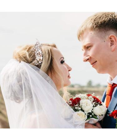 FRCOLOR Wedding Hair Comb Alloy Flower Pearl Rhinestones Crystal Bride Hairpin Women Side Hair Clips for Party Dressup Daily Vacation Photo Props(White) - Buy Online on GoSupps.com