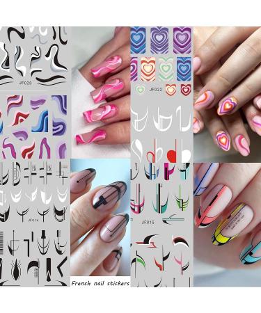 36 French Tip Nail Stickers | Self-Adhesive 3D Nail Art Supplies for Women | Abstract Design Nail Decals and Stamp - Buy Online on GoSupps.com
