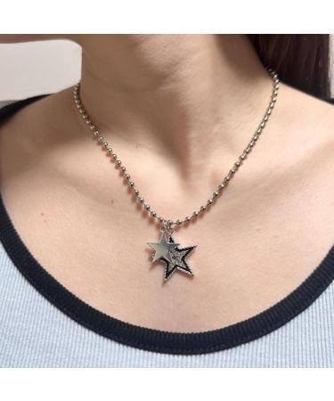 OralGos Star Pendant Necklace - Titanium Steel Choker with Round Beads | Perfect for Weddings & Daily Wear - Party Jewelry - Buy Online on GoSupps.com
