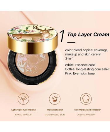 Compact Cushion Portable Double Layer Moisturizing Foundation with Mirror Cream Foundation for Most Skin Types Makeup Cushion for Women and Men Cream Puchen - Buy Online on GoSupps.com