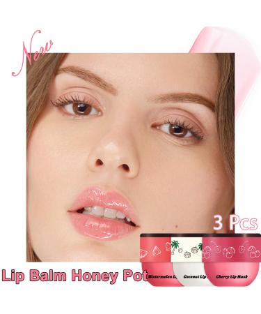 3 PCS Bee Lip Balm Lip Mask Honey Pot Watermelon & Cherry & Coconut Lip Mask Propolis Moisturizing Lip Hydrating Prevention Dry and Cracked Lip Scrubs Exfoliator (Watermelon & Cherry & Coconut) - Buy Online on GoSupps.com