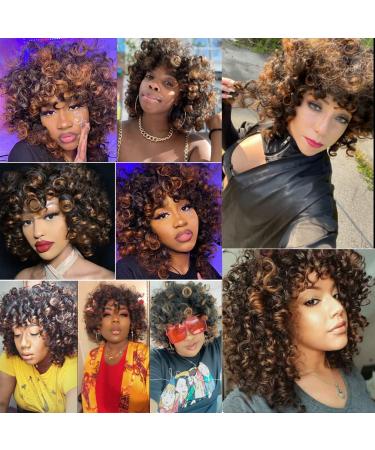 Buy Porsmeer Afro Wig for Women | Large Curly Synthetic Hair Wig | Short Black & Copper-Red Bob for Halloween Cosplay Costume - Buy Online on GoSupps.com