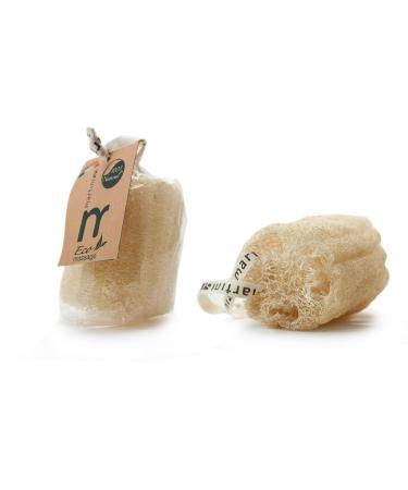 Italian Made Premium 100% Natural Egyptian Cylinder Shower & Bath Loofah with hanging Rope - Pure Egyptian Vegetable Exfoliating Scrubber Body Wash to Scrub Dead Skin Away (2 PACK/2 UNITS) color/Beige