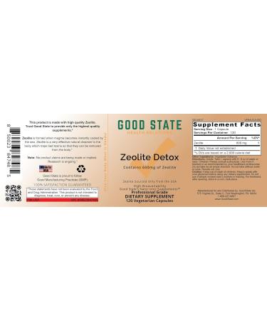 Good State Zeolite Detox Capsules - 600mg Clinoptilolite - 120 Count - USA Made - Buy Online on GoSupps.com