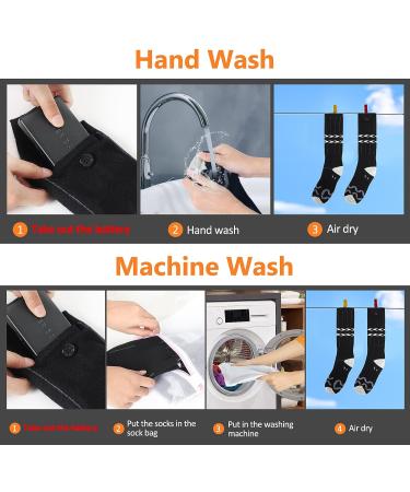 Rechargeable Heated Socks with 3 Heat Settings - Black&Gray-XL | Remote Control Washable Foot Warmers for Winter | 5000mAh Electric Heated Socks for Men Women - Buy Online on GoSupps.com