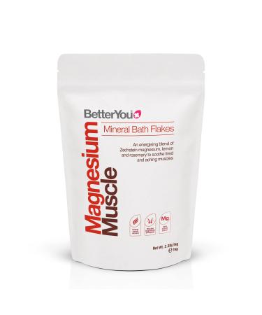 BetterYou Magnesium Muscle Bath Flakes - with Energizing Essential Oils Blended with Lemon and Rosemary - Reinvigorate Tired Bodies - Recharge After Exercise - Vegan and Palm Oil Free - 2.3 lb