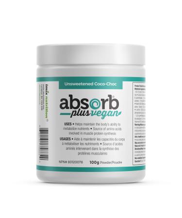 Absorb Plus Vegan Isolate Protein - Gut Health Nutritional Support Natural Ingredients Non-GMO Gluten-Free Organic Sprouted Rice Protein (100g UNSWEETENED Coco-Choc)