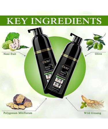  LMDAOO Black Hair Dye Shampoo 3 in 1 semi-permanent plant-based for gray hair for men and women 400 ml black (black 400 ml) - Buy Online on GoSupps.com