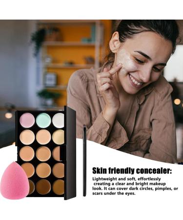 Joberio Color Concealer Palette | 15 Color Moisturizing Cream Palette 15 Color Ultra Contours Kit-Face Contouring and 1 Makeup Brush and 1 Puff Egg - Buy Online on GoSupps.com