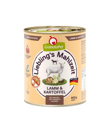 Granapet Liebling's meal lamb & potato wet food for dogs dog food without grain & without sugar additives single feed 6 x 800 g lamb & potato 800 g (6 Pack)