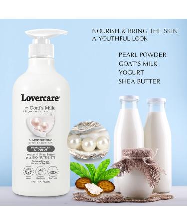 Lovercare Goat Milk Body Lotion for Dry Skin Pearl 27 fl oz - Hydrating Moisturizer 800ml - Buy Online on GoSupps.com