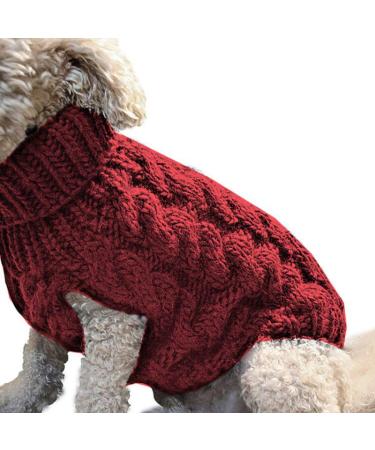 PetyOung dog sweater vest warm coat pet. Soft knitted wool winter sweater knitted crochet coat clothing for small medium dog (m red) m red red