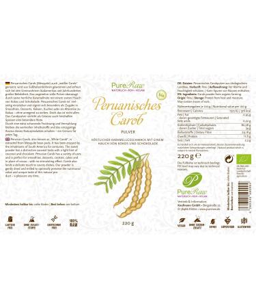 Organic Raw Vegan Peruvian Carob Powder Sweet Caramel Flavor Fiber-Rich 440g | Pureeraw - Buy Online on GoSupps.com